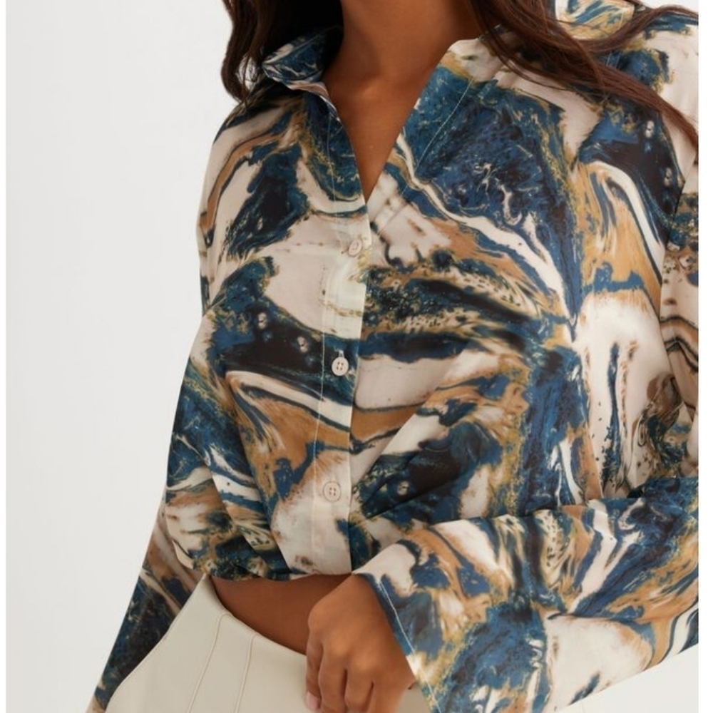 Dynamite Long Sleeve Twist Front Blouse - Picture 3 of 9